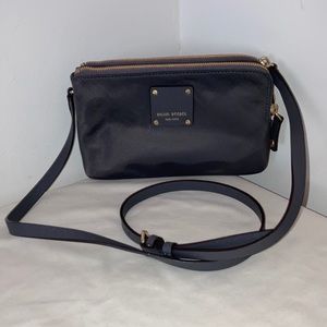 Henri Bendel New York Nylon Bag Grey Detach Adj Strap Purple Lining EXC!